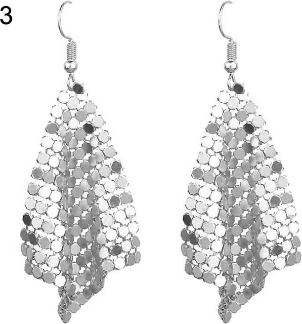 Astrid Ohrringe Pailletten-Mesh-Hängehaken, Messing, Silber, Damen - Bild 1