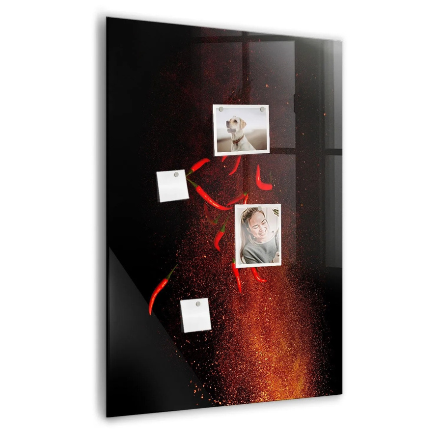 Tulup Magnettafel aus Glas mit Motiv Scharfe Paprika, Weißes Whiteboard, Breite: 70 cm, Höhe: 100 cm - Bild 2