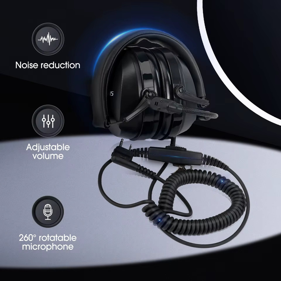 Retevis KM-Headset mit Rauschunterdrückung und drehbarem Galgenmikrofon in Schwarz für Baofeng UV-5R und Quansheng UV K5 UV K6 UV K58 Walkie Talkie - Bild 2