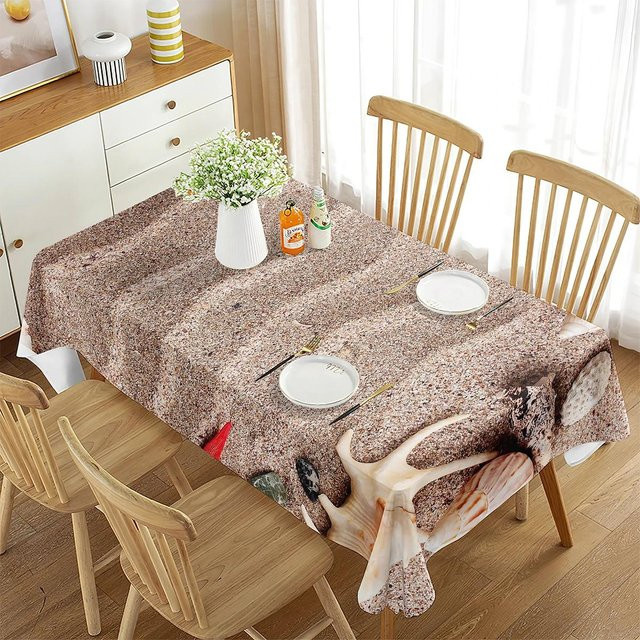 JMG Household Supplies Tischdecke mit Sandstrandmuster in Beige, rechteckig, fleckenabweisend, B/T: 70 x 70 cm - Bild 1