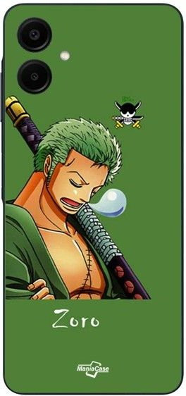 Maniacase Handyhülle für Samsung Galaxy A06 mit Roronoa Zoro Design aus flexiblem Silikon in Schwarz und Grün - Bild 1