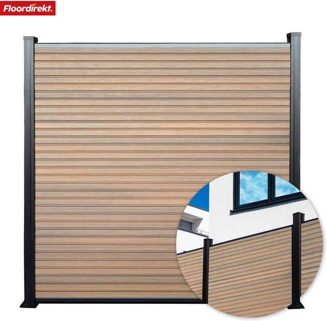 Floordirekt WPC Sichtschutzzaun Kronos mit Aluminium-Pfosten, Farbe Teak, H x B: 180 x 180 cm - Bild 1
