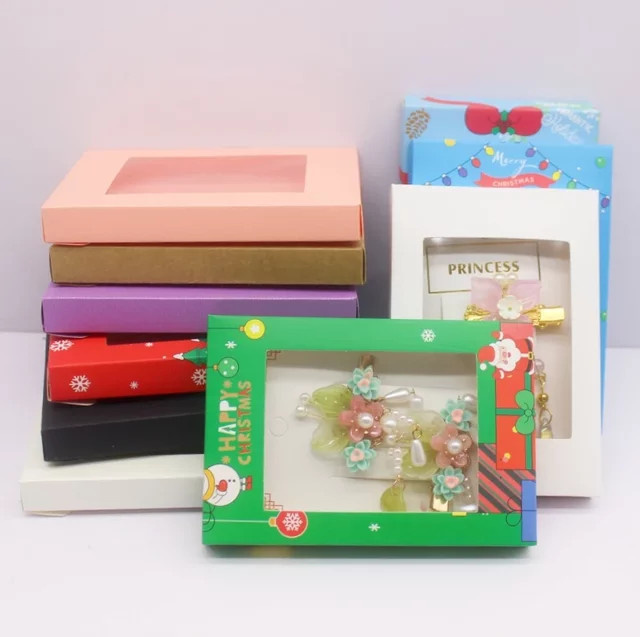 10 Stück mehrfarbige Fenster-Geschenkboxen aus Papier für Weihnachten und Partys, B/T/H: 12,5 x 8,5 x 1,5 cm - Bild 1