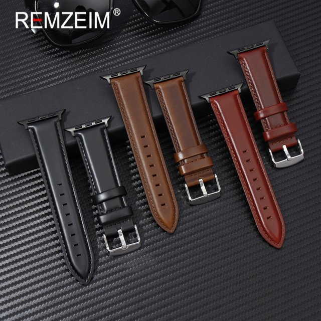 REMZEIM Uhrenarmband Leder, Unisex, kompatibel mit Apple Watch - Bild 1