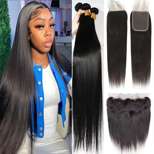Fashowbeauty Echthaar Extensions Bundles, Brasilianisches Haar, 28-32 Zoll - Bild 1