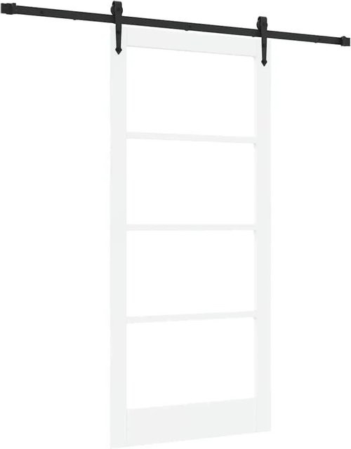 vidaXL Schiebetür in modernem Design aus Holz und Glas, Farben: Weiß und Schwarz, B: 93 cm, H: 202 cm - Bild 1