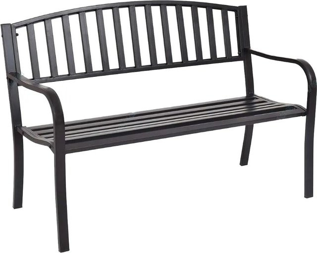 Costway Gartenbank Parkbank für 2-3 Personen aus Metall in Schwarz, B/T/H: 127 x 60 x 87 cm - Bild 1