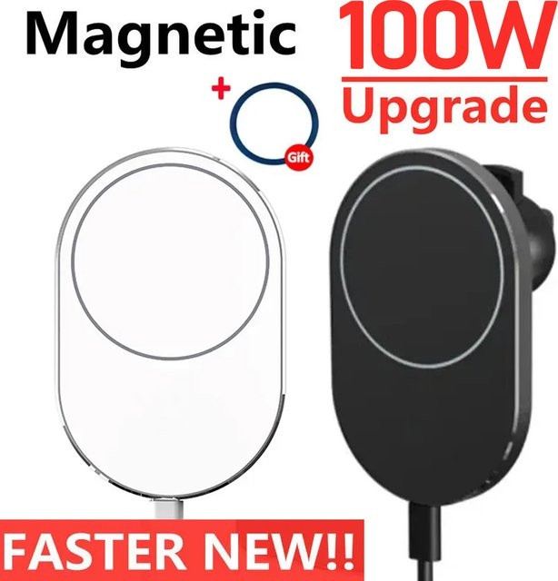 KEPHE Magnetische MagSafe Handy-Autohalterung mit 100W Qi kabellosem Ladegerät für iPhone 12 13 14 15 Pro Max - Bild 1