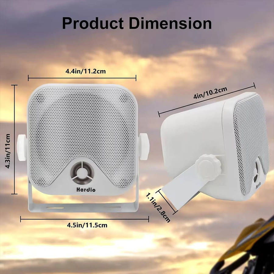 Herdio 4 Zoll Marine Bluetooth-Lautsprecher 120W für Boot, Wohnmobil und Geländefahrzeuge in Schwarz oder Weiß - Bild 2