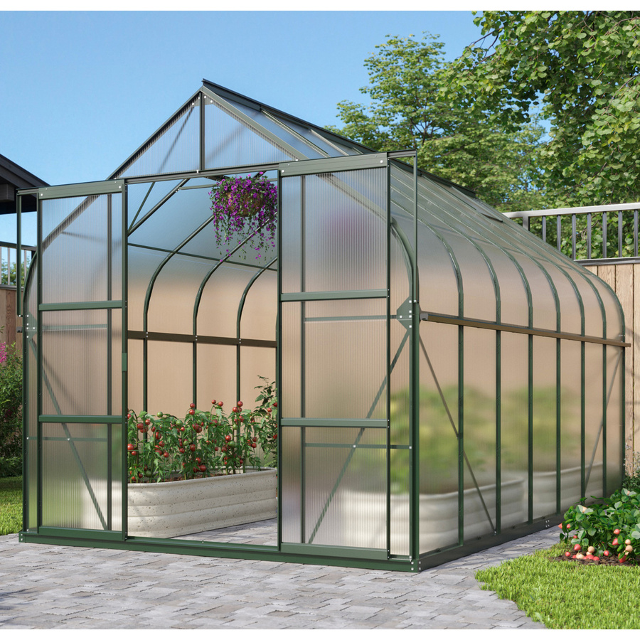 Vitavia Gewächshaus Dione 11500 in Smaragdgrün mit Stahlfundamentrahmen, Glockendach, Doppelschiebetür und 4 mm Polycarbonat-Platten, 11,5 m² - Bild 2