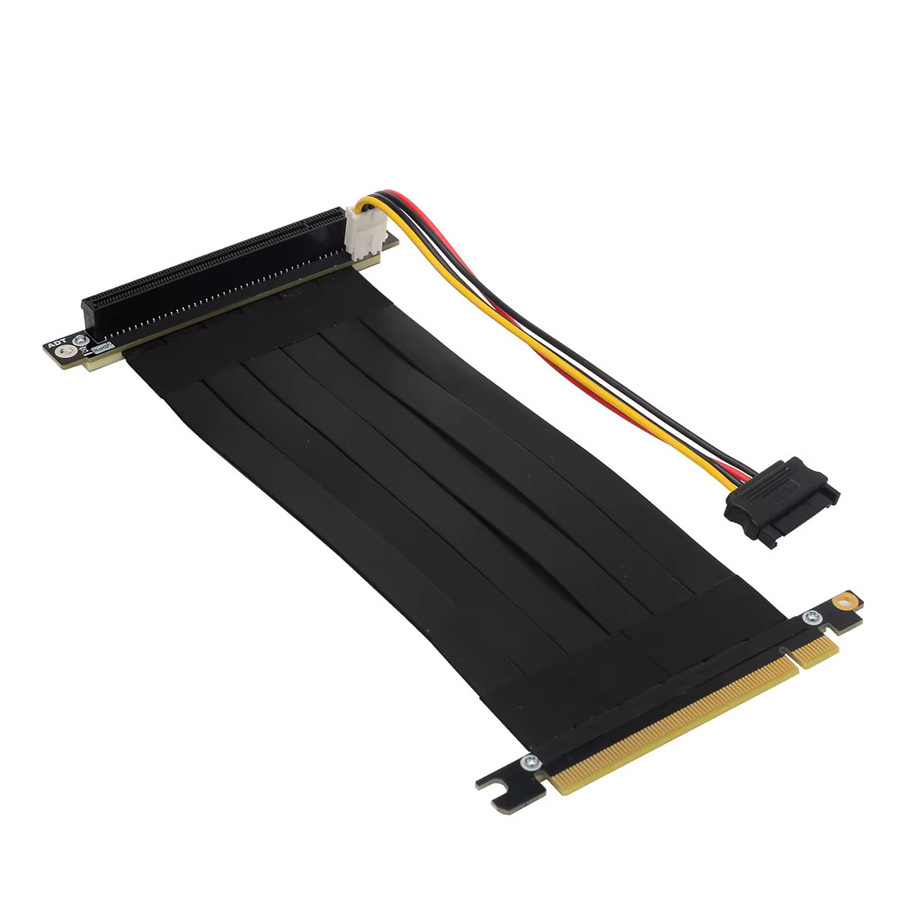 ADT-Link R33SL-PW PCIe-Riser-Kabel X16 auf 16X mit SATA-Stromversorgung für GPU-Grafikkartenverlängerung in Schwarz - Bild 4