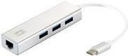 LevelOne USB-0504 USB-Hub in Silber mit 3 x USB 3.0 und 1 x Gigabit Ethernet LAN Anschluss - Bild 1
