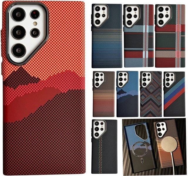 Magnetische Carbonfaser-Schutzhülle für Samsung Galaxy S26 Ultra S25 S24 S23 Plus S23 Ultra in Rot, Slim Thin Case mit MagSafe Kompatibilität - Bild 1