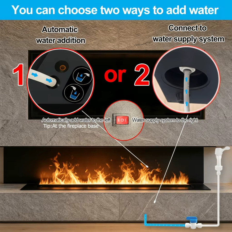 AFLYEVER 3D Smart Elektrokamin in Schwarz mit integriertem Luftbefeuchter, LED-Flammeneffekt und Kaminholz-Soundeffekt aus Glas - Bild 5