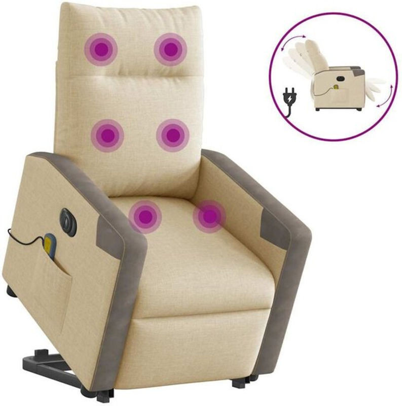 Elektrischer Massagesessel mit Aufstehhilfe von vidaxl in Creme aus Stoff - Bild 1