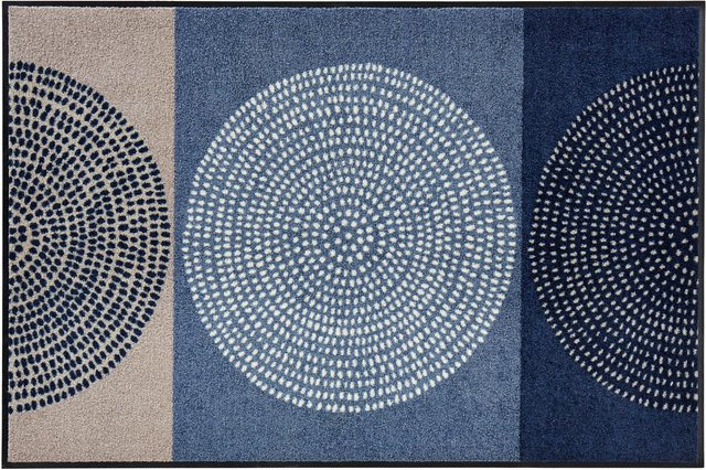 Wetterfeste und rutschhemmende Fußmatte von Salonloewe in Blau und Beige aus Polyamid und Gummi - Bild 1