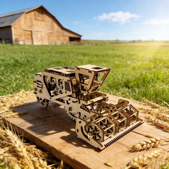 Wucifang Bags Mähdrescher, 3D Holz Puzzle, weiß, ab 14 Jahren - Bild 1