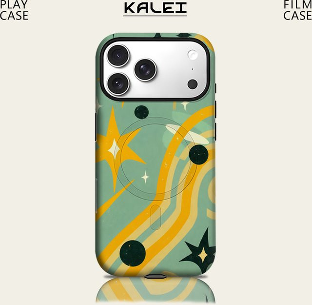 Potdemiel Handyhülle Sternenhimmel-Grün-Wellen für iPhone 17 16 15 14 13 Pro Max Plus mit Magnet und zweilagigem robustem Schutz - Bild 1