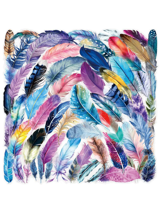 50 Stück transparente Vinyl-Aufkleber mit Federn von LanLanStickersWorld Store, wasserfeste Aufkleber für Handyhüllen, Gepäck und Tagebücher, Mehrfarbig - Bild 4