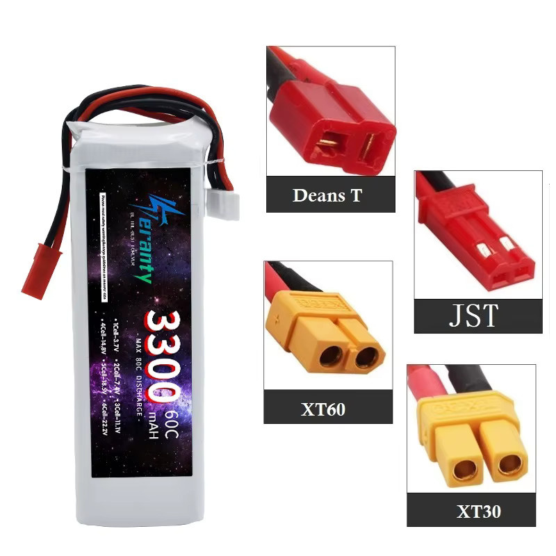 NDNNAS Li-Ion Pack Bestseller 3S 3300mAh 11,1V Lipo-Akku 60C in Weiß mit XT60, DEANS T-Stecker, XT30 und JST-Anschluss für Drohnen, RC FPV Flugzeuge, Boote und Hubschrauber - Bild 3
