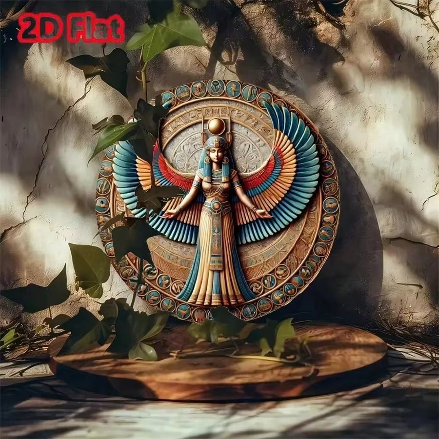 GoddessRoundEgyptian Rundes Aluminiumschild mit ägyptischer Göttin in Multicolor, Durchmesser: 20 cm - Bild 5