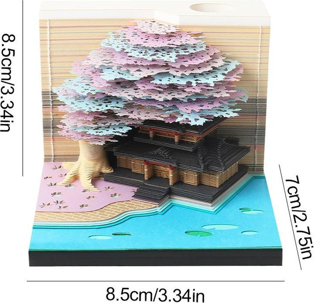Shunmaii 3D Schreibtischkalender 2025 mit LED-Licht, Dekorativer Papierschnitzkalender in Multicolour mit floralem Design - Bild 1