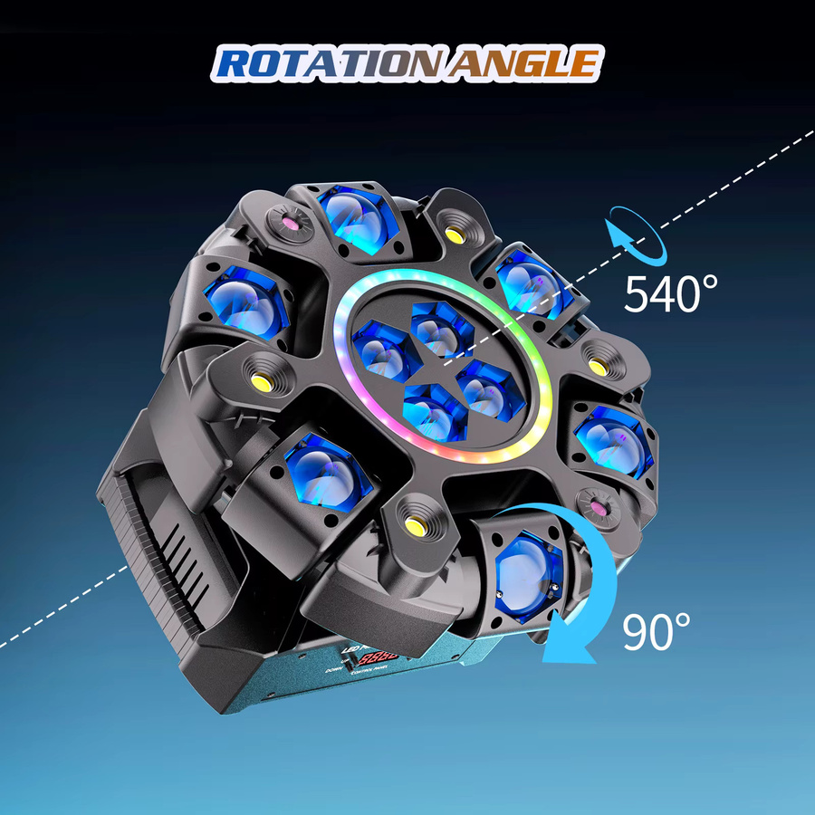 Somspot 150W 6-Arm LED Moving Head Light RGBW Matrix Beam Projection Laser Strobe Effekt, Schwarz, Professionelle DMX512 Bühneneffektbeleuchtung - Bild 6