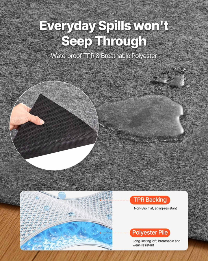 Rutschfeste Teppichunterlage von Buying Solutions MB in Grau mit beidseitiger Filzpolsterung und Gummi-Noppen zum Schutz deines Hartholzboden, B/T: 305 x 427 cm - Bild 3