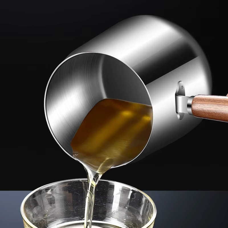 JUSTINLAU Fritteuse aus 304 Edelstahl mit Walnussholzgriff und Filtersieb in Silber - Bild 4