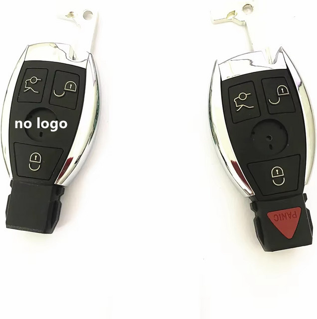 Wilongda Schlüsselgehäuse mit Schlüsselanhänger für Benz Auto-Fernschlüssel, 3/4-Tasten, ohne Logo, Farbe: Schwarz, kompatibel mit NEC und BGA ab Baujahr 2000 - Bild 1