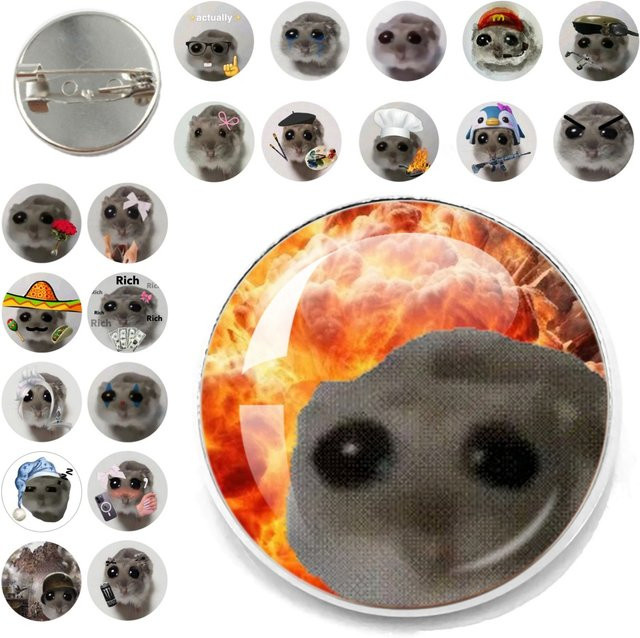 MSCHENGDORIS Brosche, Traurige Hamster Meme, Metall, Damen - Bild 1