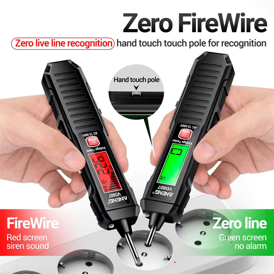 Gaqqee Intelligenter Spannungsdetektor mit digitalem Dual-Farbe-Display für AC 12-300V in Rot - Bild 2