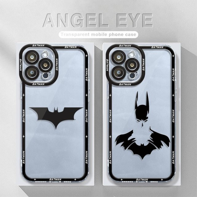 Batman Logo Schutzhülle für Apple iPhone kompatibel mit iPhone 15 Pro Max, 14, 13, 12, 11, XS Max, XR, SE, 8, 7, 6s transparent matt stoßfest - Bild 1