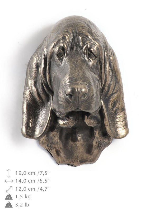 Art-Dog Basset Hound Hundestatue als hängende Büste in Braun aus Kunstharz und Metall - Bild 5
