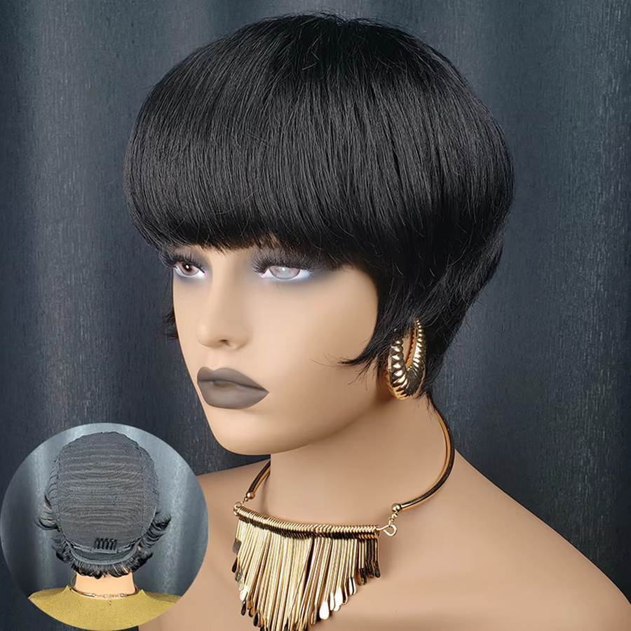 OYM HAIR Pixie-Perücke, Schwarz, Echthaar, Damen - Bild 2