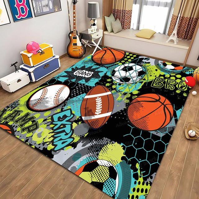 Karpetti Fußball Teppich für Kinderzimmer und Wohnzimmer, Mehrfarbig, B/T: 80 x 140 cm - Bild 1