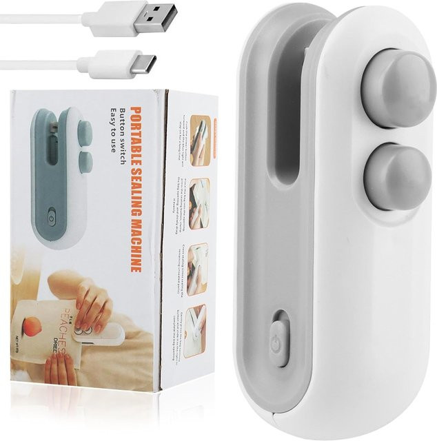 Tragbares USB-Mini-Versiegelungsgerät von Yiran Furniture für Plastiktüten und Snacks, wiederaufladbares Heißsiegelgerät in Grau - Bild 1