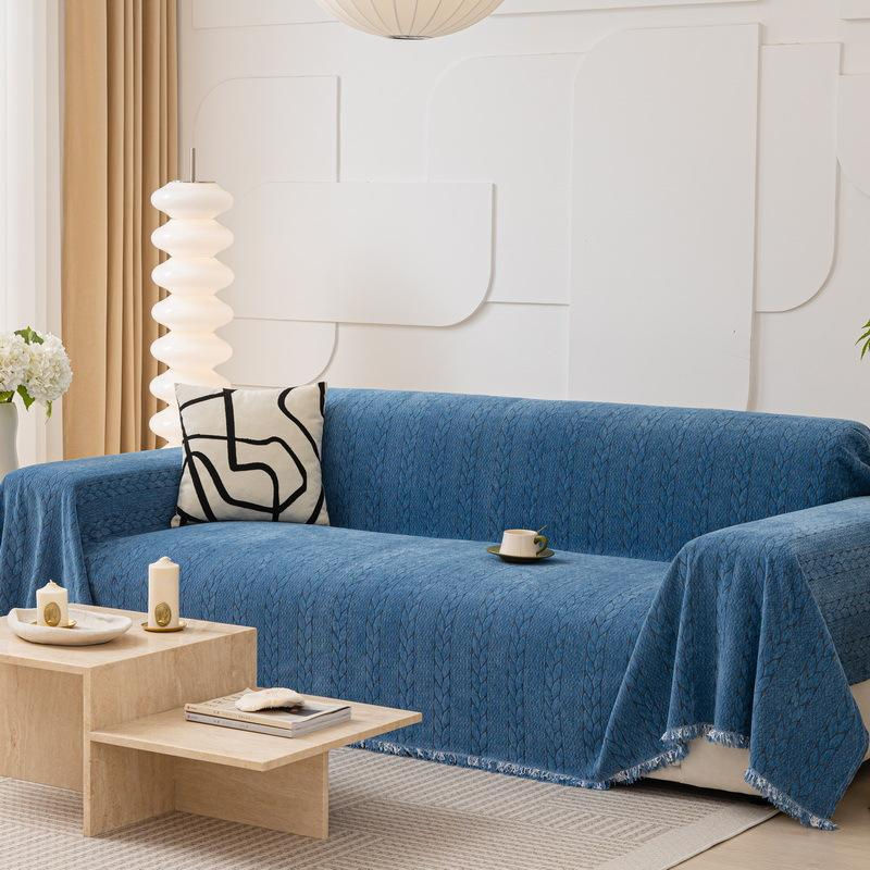 Super Six Chenille Sofaüberwurf in Blau mit geometrischem Muster, B/B: 180 x 130 cm - Bild 2