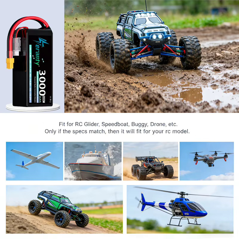 TERANTY 4S 3000mAh Lipo FPV Drohnen-Akku, 14,8V 15,2V 60C 80C, mit T/XT60 Stecker - Bild 4