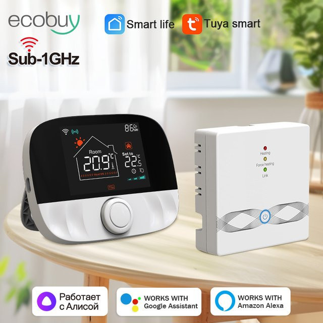 Tuya Smart Home Wifi Kessel Thermostat in Weiß mit App-Steuerung und Kompatibilität für Alexa und Google Assistant - Bild 1