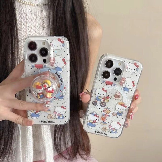 IMD Cycling KT Magnetische Handyhülle mit Hello Kitty Ständer für iPhone 17 Pro 16 15 Pro Max 14, Sanrio Cover, Transparent - Bild 1