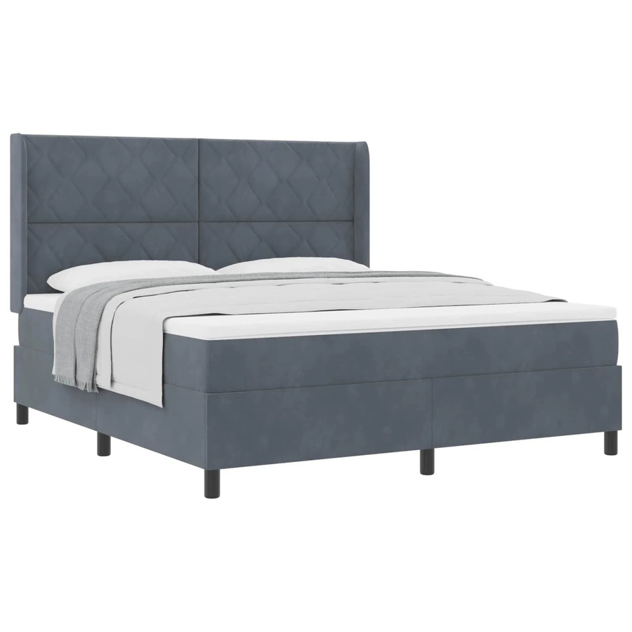 vidaXL Boxspringbett mit Matratze aus Samt in Dunkelgrau, B/T: 180 x 200 cm - Bild 2