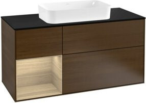 V&B Finion Waschtischunterschrank mit LED-Wandbeleuchtung und offenen Regalfächern, Wandmontage, Breite: 120 cm - Bild 1