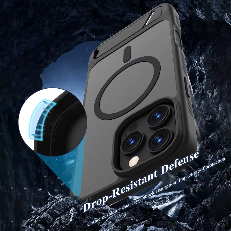 Lereach Magnetische Standhülle für iPhone 17 Pro Max, 16 Pro Max und 15 Pro Max mit verstellbarem Ständer in Schwarz - Bild 4