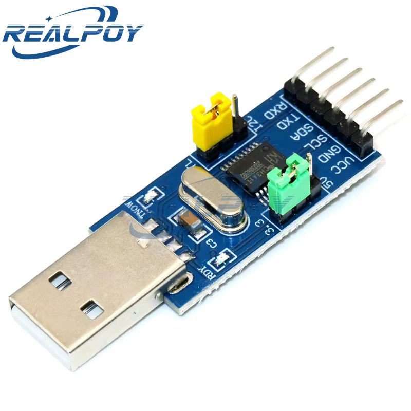 REALPOY CH341T 2-in-1 Modul USB zu I2C IIC UART USB zu TTL Single-Chip-Downloader für serielle Schnittstellen, Blau - Bild 2
