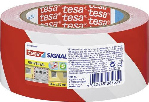 tesa SIGNAL Markierungsklebeband Universal Rot-Weiß, Breite: 50 mm, Länge: 66 m - Bild 1