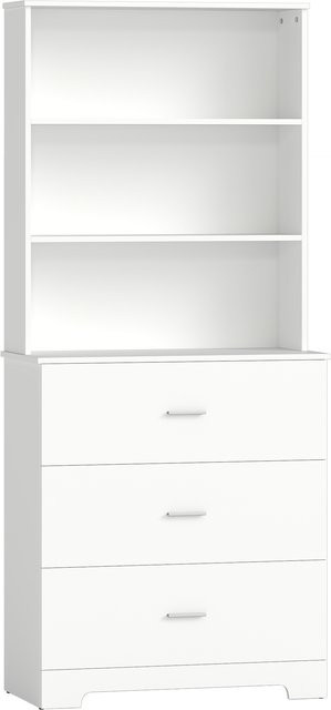 HOMCOM Bücherschrank Weiß, 6-stöckiger Hochschrank mit 3 Schubladen und 3 offenen Regalen, Höhe: 180 cm - Bild 1