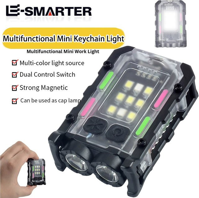 ESMARTER Tragbare Mini-Schlüsselanhänger-Taschenlampe, wiederaufladbare EDC-Arbeitsleuchte mit Clip und Magnet - Bild 1