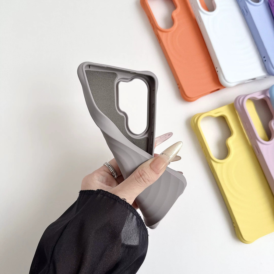 Luxuriöse Silikon Handyhülle mit Wasserwellen-Design für Samsung Galaxy S26 S25 S24 S23 Ultra Plus mit MagSafe Kompatibilität in Weiß - Bild 4