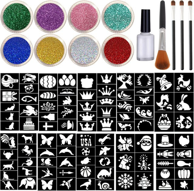 EYIR Glitzer-Tattoo-Set, 8 Farben, Unisex - Bild 1